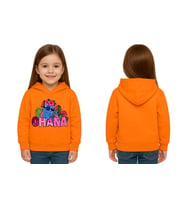 Unisex Stitch Baskılı Çocuk Swaetshirt Baskılı Kapüşonlu 3 İplik Şardonlu (Turuncu)