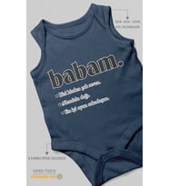 Babam Baskılı Bebek Zıbını – Çıtçıtlı Body 8 Renk  %100 Pamuk Sıfır Kol (Lacivert)