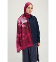 Schaless Zamansız Hayal - Lacivert - Efilia Desenli Şal - 90x90 Cm (Açık Pembe)