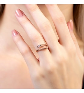 Beyaz Zirkon Taşlı Cats Eye Detaylı Silver Renk Free Size 925 Ayar Gümüş Kadın Yüzük