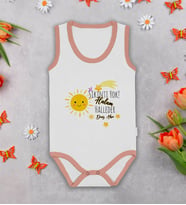 BK Kids Kişiye Özel Halam Halleder Pembe Biyeli Askılı Sıfır Kol Bebek Body Zıbın, Yeni Doğan Bebek Hediyesi