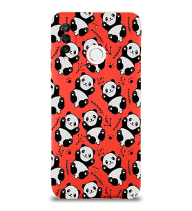 Huawei P 30 Lite Uyumlu Lansman Kılıf Panda Tasarımlı İçi Kadife Kırmızı Kapak (Şeffaf)