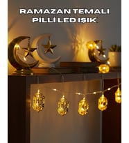 Ramazan Dekoru İçin Pilli LED Işık Altın Fener Tasarımlı