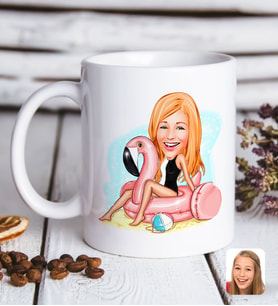 BK Gift Kişiye Özel Karikatürlü Tatil Tasarımlı Beyaz Kupa Bardak 1