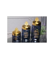 3'lü Lüks Cam Tea/Coffee/Sugar Çay Kahve Şeker Kavanoz Seti 400 Ml. 700 Ml. 950 Ml.