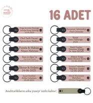 Butik Oteller İçin Müşteri Promosyonu, 16'lı Set, Marka Yazılabilen Anahtarlık, Pudra & Sütlü Kahve
