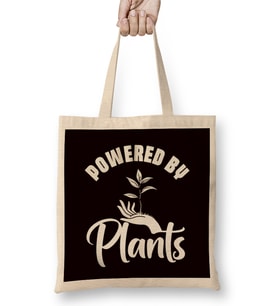 Powered By Plants Vegan Gardener Gardening Nature Planting Bez Çanta Uzun Saplı