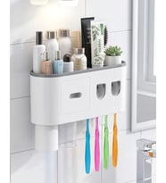 Banyo Organizer Diş Fırçası Tutucu Çift Dispenserli Raflı Çekmeceli