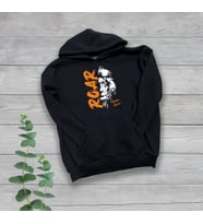 Aslan Roar Göğüs Baskılı Unisex Oversize Siyah Sweatshirt