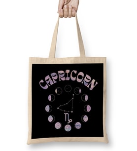 Zodiac Sign Capricorn Bez Çanta Uzun Saplı