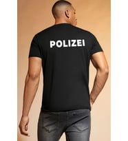 Unisex Polizei Baskılı T-shirt (Siyah)