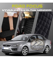 Ford Focus 2 Siyah Renk Tay Tüyü Cepli & Terletmez Sırtlı Oto Koltuk Minder Seti - Koltuk Koruma Kılıfı (ÖN & ARKA TAM SET)
