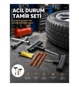 Mey İthalat® Acil Durumların Kurtarıcısı Çok Amaçlı Lastik Tamir Seti