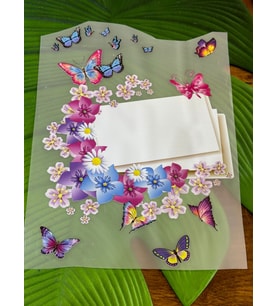 24X21 CM ÇİÇEKLİ ÇERÇEVELİ KELEBEKLİ ÜTÜ İLE YAPIŞAN TRANSFER BASKI ARMA