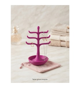 Şık 3D Baskı Takı Organizeri, Yüzük ve Kolye Standı, 14 cm