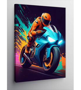 Kanvas Tablo Hızlı Yarış Motosikleti