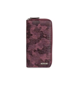 Guard Bordo Kamuflaj Baskılı Hakiki Deri Fermuarlı Cüzdan Erkek / Kadın P3016