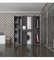 Kenzlife çamaşır-kurutma makinesi dolabı ve giysi dolabı çekmeceli ebuzer sol raf gri 187*160*60  banyo (Beyaz)