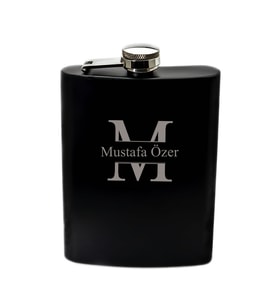 Kişiye Özel Harf ve İsimli Siyah Renkli Paslanmaz Çelik Matara / 8 OZ