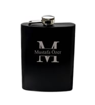 Kişiye Özel Harf ve İsimli Siyah Renkli Paslanmaz Çelik Matara / 8 OZ