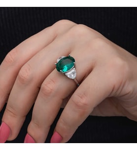Gümüş Yeşil Renk Paraiba Taşlı Kadın Yüzük  SL6848