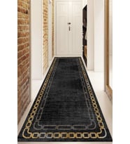 Dijital Baskılı Kaymaz Taban Yıkanabilir Modern Yolluk Ve Koridor Halısı NDU-HT-901 (Siyah)