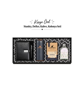 Kişiye Özel Hediye Seti Stanley Termos & Kahve & Cam Şişe Kolonya Premium Hediye Seti