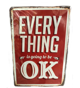 cosy home gift Retro Eskitme Every Thıng Herşey Yolunda Metal Kabartılmış Ev Ofis Dekor Masa Süsü