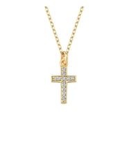 Altın Mini Boy Taşlı Cross Kolye