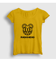 Presmono Kadın Sarı Bear Logo Radiohead T-Shirt 103751tt (Sarı)