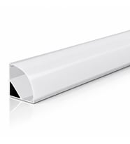 DL1616 Köşe LED Profil 2 Metre 16x16 mm 45° Eloksallı Alüminyum Kavisli Opal Difüzörlü Sıva Üstü Şerit LED Kanalı
