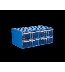 Hipaş Plastik - 4 Şeffaf Çekmeceli Kutu - 401-4 (Mavi)