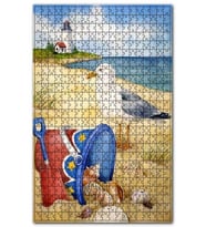 Cakapuzzle Deniz Kumsal Kabuğu Martı Fener Görseli Puzzle Yapboz MDF (Ahşap) (120 Parça)