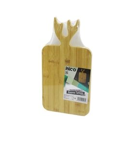 DİKDÖRTGEN=22X38CM  AHŞAP BAMBU KESİM PANOSU - KESME TAHTASI GEYİK BOYNUZ FİGÜR SAPLI (4767)