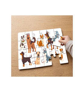 Sevimli Köpek Çeşitleri Tasarımlı 24 Parça Ahşap Çocuk Puzzle MPK0377