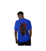 Çift el kalp baskılı oversize T-shirt (Lacivert)