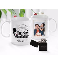 BK Gift Kişiye Özel Babalar Günü Hediyesi Fotoğraflı Kupa Bardak ve Benzinli Çakmak Seti-19 (Model 1)