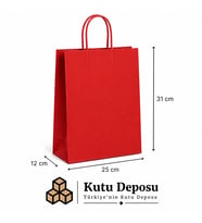 25x31x12 cm Kraft Kırmızı Poşet (25 ADET)