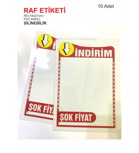 Silinebilir Pvc Kaplamalı A5 14x20 cm İndirim Etiketi Raf Önü Fiyat Etiketi 10 Adet
