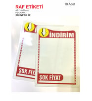 Silinebilir Pvc Kaplamalı A5 14x20 cm İndirim Etiketi Raf Önü Fiyat Etiketi 10 Adet