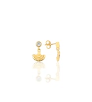 Gümüş altın yaldızlı zirkon taşlı meltem midye küpe SGTL12618GOLD