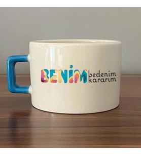 Benim Bedenim, Benim Kararım Baskılı Kadınlar Günü Mavi Kulplu C Fincan