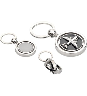Uçak Figürlü Dönebilen Metal Unisex Anahtarlık (Gri)