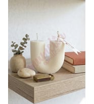 Mumelia Candles Antik Sütun - Doğal Soya Blok Dekoratif Mum - Beyaz