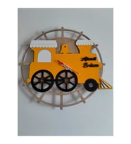 İsim yazılı Çocuk odası duvar saati Tren