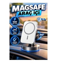 MagSafe Uyumlu 15W Hızlı Şarjlı 360° Döner Başlıklı Araç Telefon Tutucu