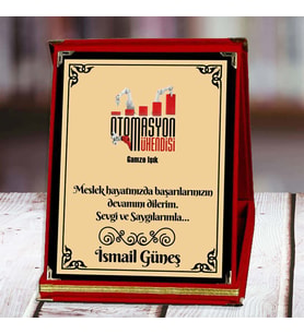 Otomasyon Mühendisi Baskılı Plaket (1. Tasarım)  Kişiye Özel (Kırmızı)