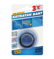 Silikon Kaynayan Çok amaçlı Bant Boru patlak Bandı 3Katına Kadar Esner Su Altında Uygulanabilir 25x1,5Mt-Siyah