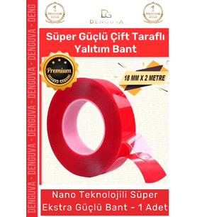 #Bant Çift Taraflı Akrilik Silikonize Şeffaf Güçlü Yapışkanlı Montaj Bant 18 mm x 2 metre - 1 Adet