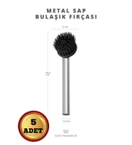  Metal Saplı Pratik Lavabo ve Bulaşık Fırçası – Dayanıklı ve Ergonomik Temizlik Fırçası (5 Adet) (Gri - Siyah)